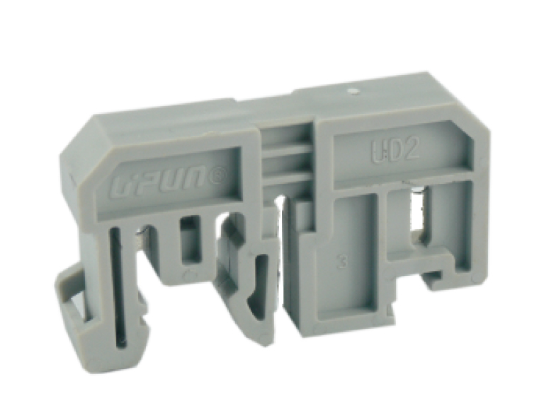 Концевой стопор UD2(GY) - Концевой стопор на рейку DIN35, тип зажима: защелка, ширина: 9,5 мм, цвет: серый, пластик