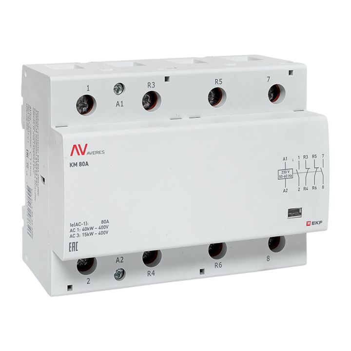 Контактор модульный КМ 80А 2NO+2NC 230VAC (6 мод.) AVERES EKF
