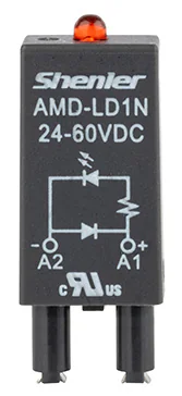 Модуль AMD-LD1N 24-250V DC - Модуль для реле, 24 - 60VDC, красный светодиод, диод (+А1/-А2), цвет: черный, для колодок: SRU, SKF14, SKC, SKB, STB, SRC*-E, SRB, GZT, GZM, GZS, GZMB, ES32