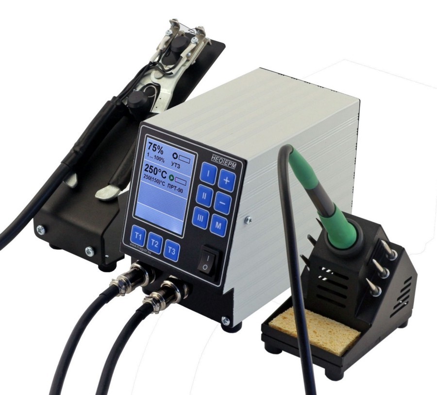 Паяльная станция НеоТерм-2Т 220В без инструмента - Двухканальная паяльная станция НеоТерм-2Т, 150Вт 220В. Комплект поставки: блок управления, подставка НЕО-1 для паяльника. Инструменты заказываются отдельно.
