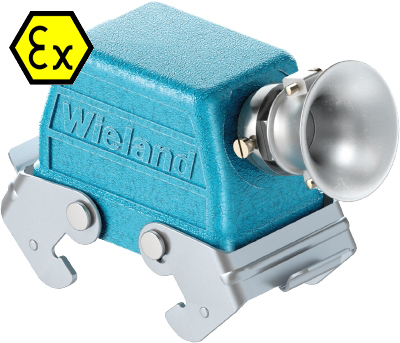 Крышка разъема Ex 70.358.1036.3 - Крышка разъема на кабель, типоразмер 10B, взрывозащищита, без уплотнителя, 1 кабельный ввод M25x1,5, с разгрузкой на изгиб, IP54, с боковым расположением, с двумя защелками, материал корпуса: цинковый сплав