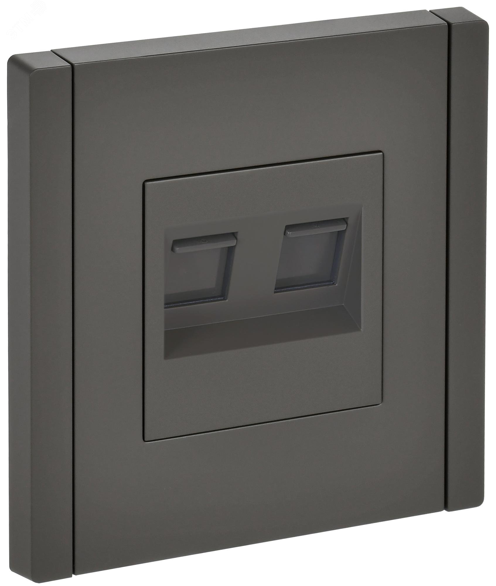 FORTE&PIANO Розетка двойная RJ11+RJ45 кат.5E FP335 серый IEK FP-KT20-O-1-K03