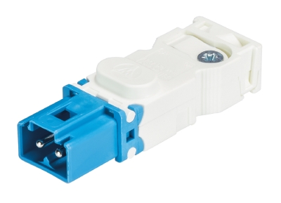 Разъем GST15I2S S1 ZR1 W BL02 - Вилочный разъем на кабель диам. 6 - 7,7 мм, 2 полюса, SELV, винтовая фиксация, номинальное напряжение: 50V, номинальный ток: 16A, цвет корпуса: белый, цвет контактной вставки: синий, серия gesis GST15i2