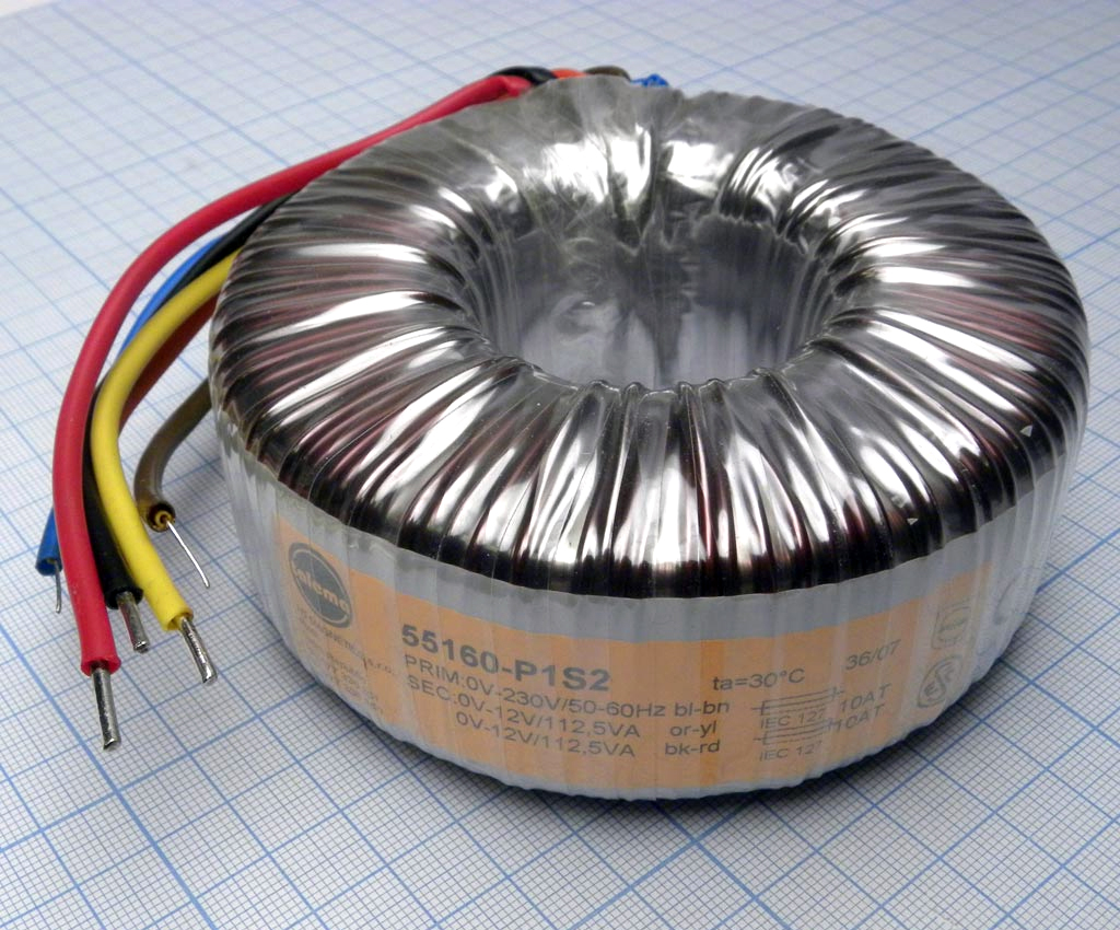 55160-P1S2 - Тороидальный трансформатор 225ВА 230В 2x12В 9,375A S; TRT225212