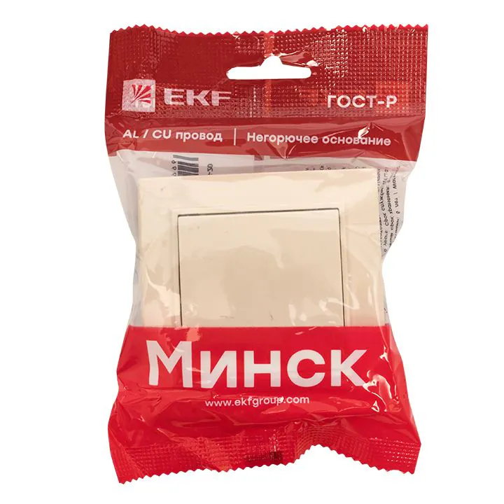 Минск Кнопка нажимная СП, 10А, бежевая ERV10-028-20