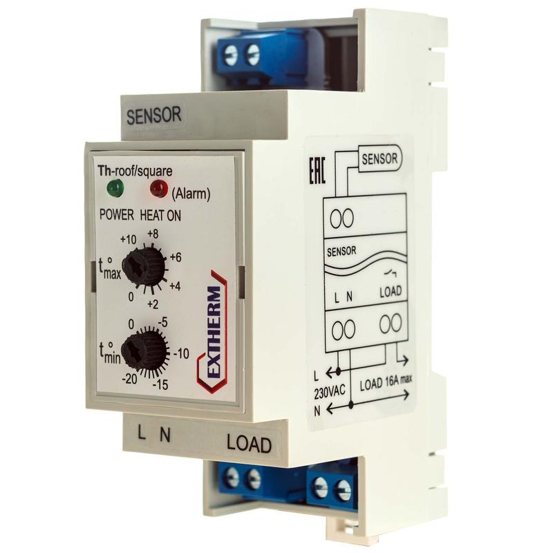 Термостат для управления системой электрообогрева на кровлях/площадках по темпер. воздуха Th-roof EXTHERM Th-roof