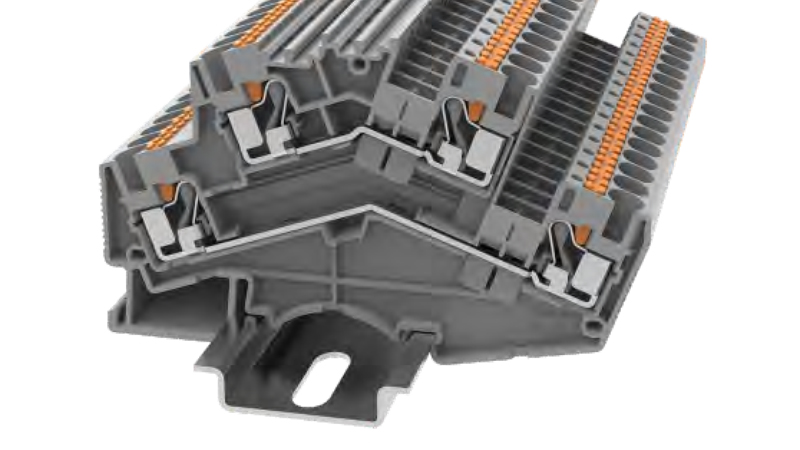 Этажная клемма DSKKS4-01P-11 - Этажная клемма, тип фиксации провода: Push-in, номинальное сечение: 4 мм кв., 32A, 800V, ширина: 6,2 мм, цвет: серый, втычная перемычка, тип монтажа: DIN35