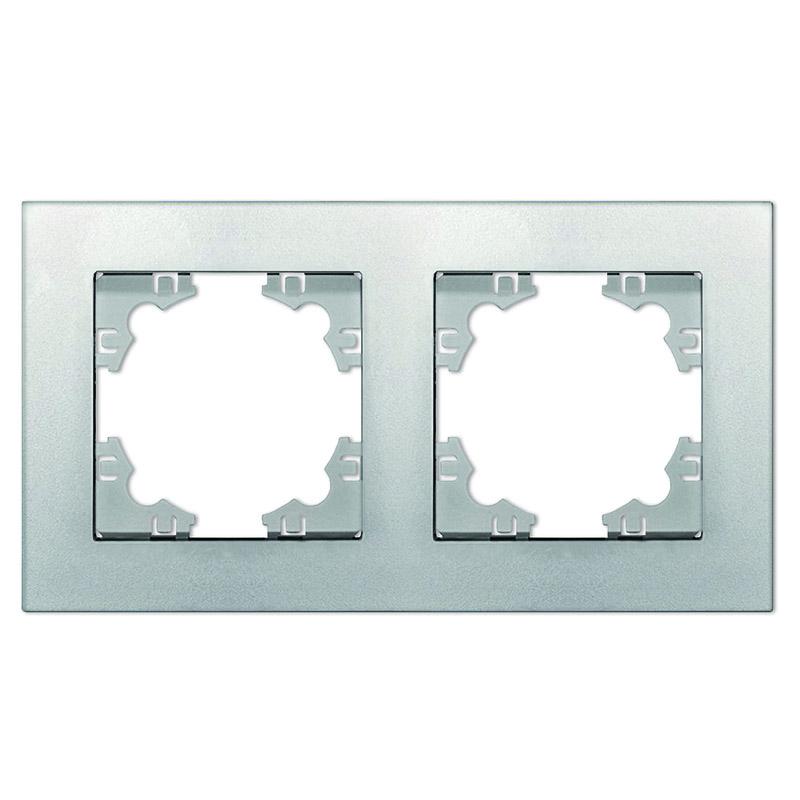 Рамка 2-м Афина универс. серебр. A0044-S