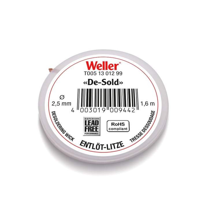 DESOLDERING WICK 2,5MM 1,6M - Оплетка для отпайки с флюсом, 2.5мм, длина 1.6м