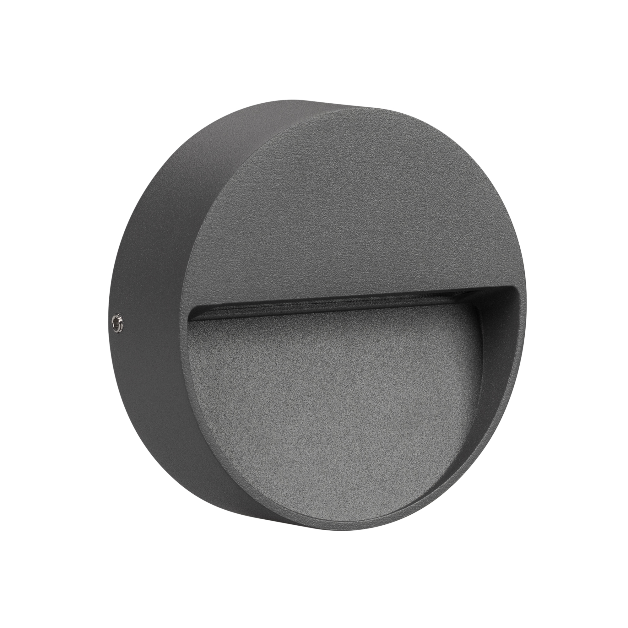 Светильник LGD-TRACE-R100-4W Warm3000 (GR, 55 deg, 230V) 029959 - Светодиодный накладной круглый светильник для стен, лестниц, 4Вт. Цвет ТЕПЛЫЙ БЕЛЫЙ 3000K, св.поток 175лм, CRI(Ra)>80, угол 55°, асимметричный свет. Размер Ф100x30мм. Влагозащищенный корпус