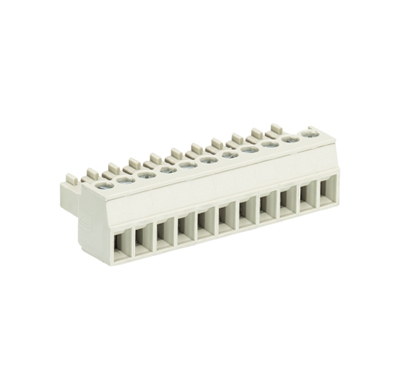 Розетка Wiecon 8513 B / 11 - Розеточный разъем, угловой, на кабель, шаг 3,5 мм, 11 полюсов, номинальное сечение: 1,5 мм кв., винтовая фиксация провода, 250V, 8А, с маркировкой, цвет: серый, серия 8513 B