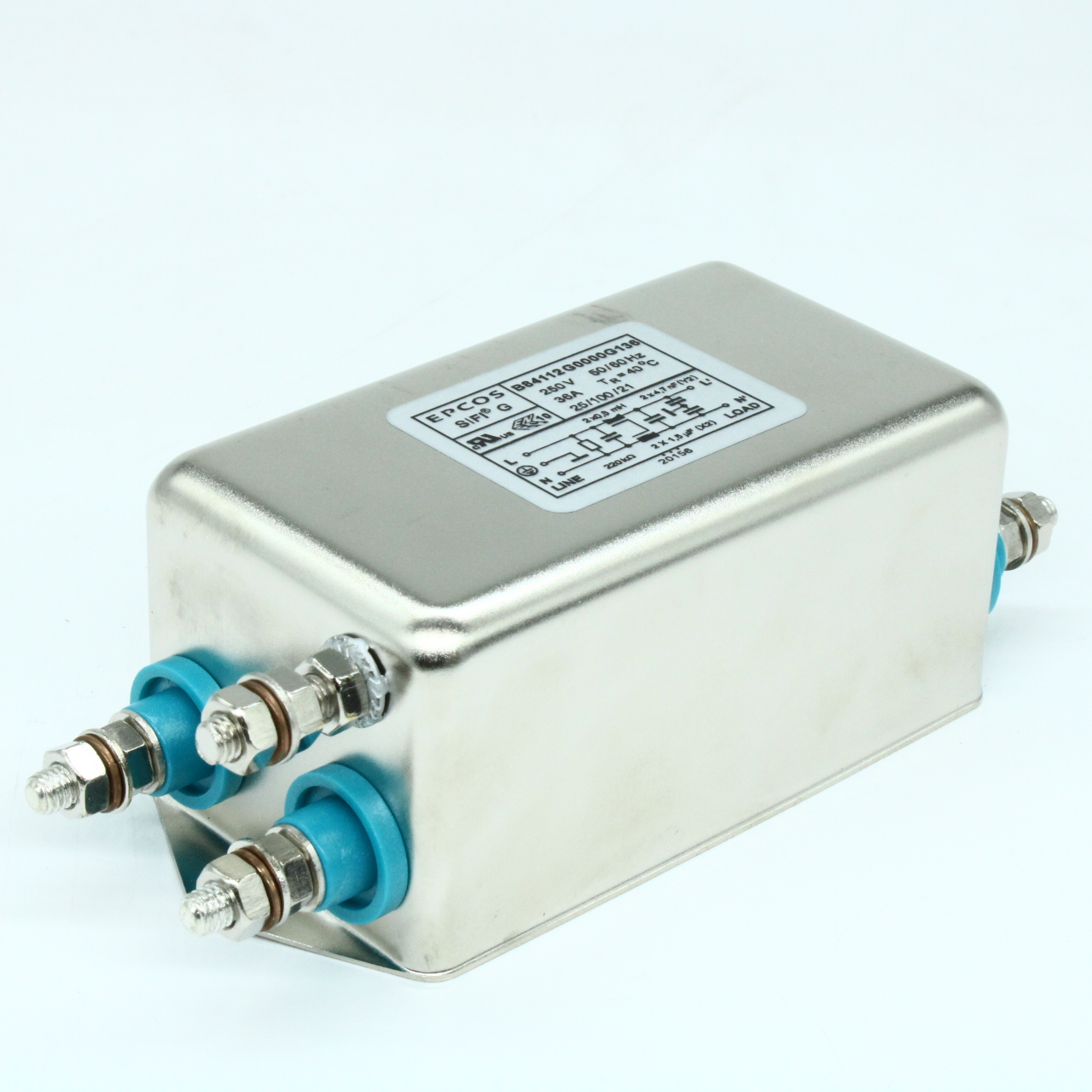 B84112G0000G136 - Силовой линейный фильтр двухпроводной 50Гц/60Гц 36A 250VAC фланцевое крепление с резьбой