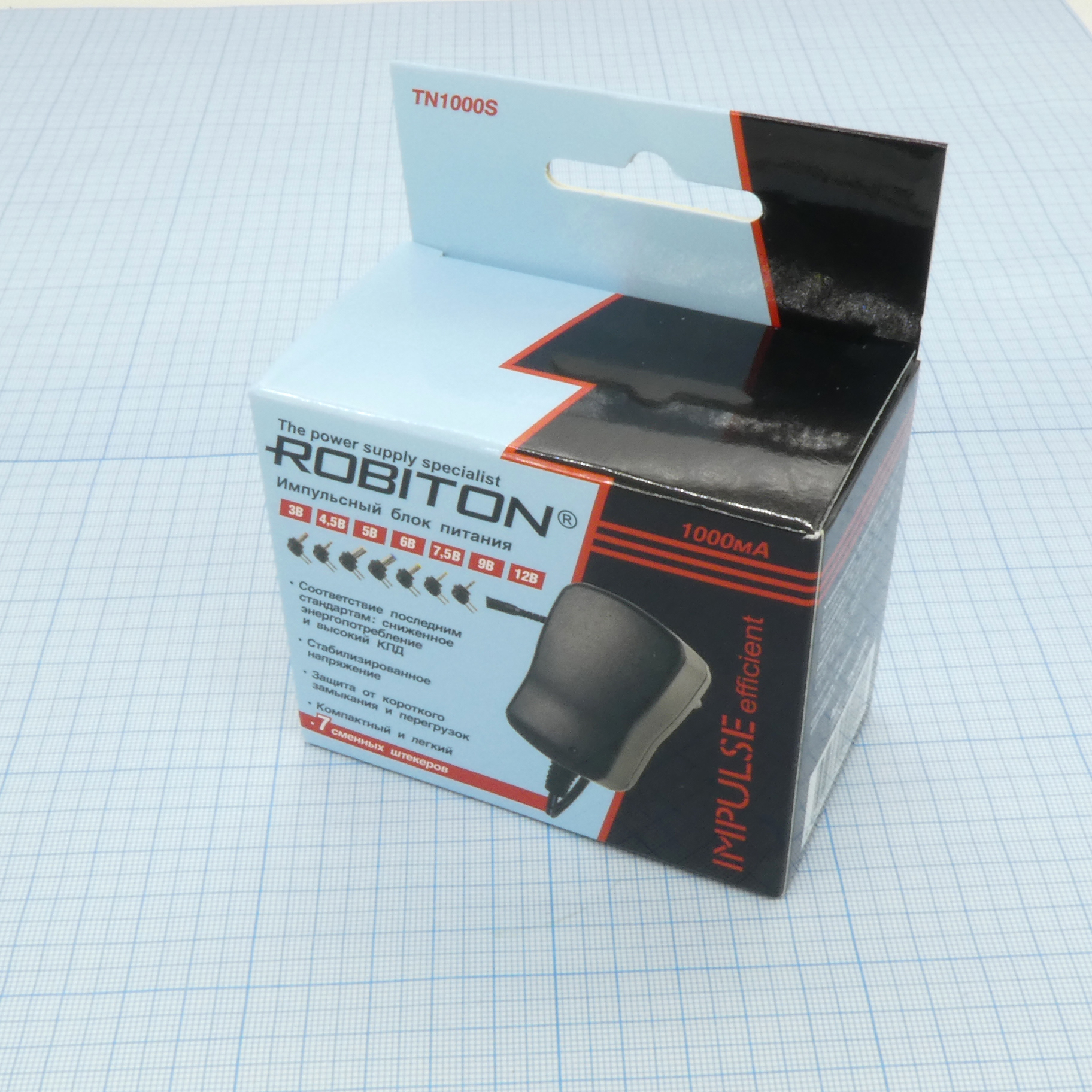 TN1000S - импульсный стабилизированный универсальный блок питания с набором разъёмов