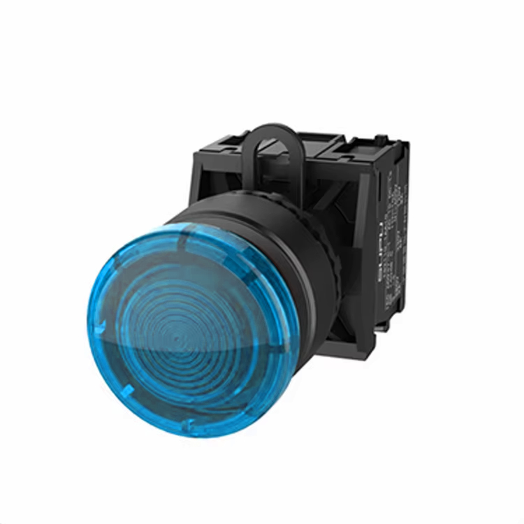 Кнопка грибовидная (синяя) TS2011-0EM40 - Кнопка грибовидная, без блокировки, с подсветкой, пластиковое переднее кольцо, без контактной группы, диаметр головки кнопки 30 мм, диаметр посадочного отверстия: 22 мм, цвет: синий