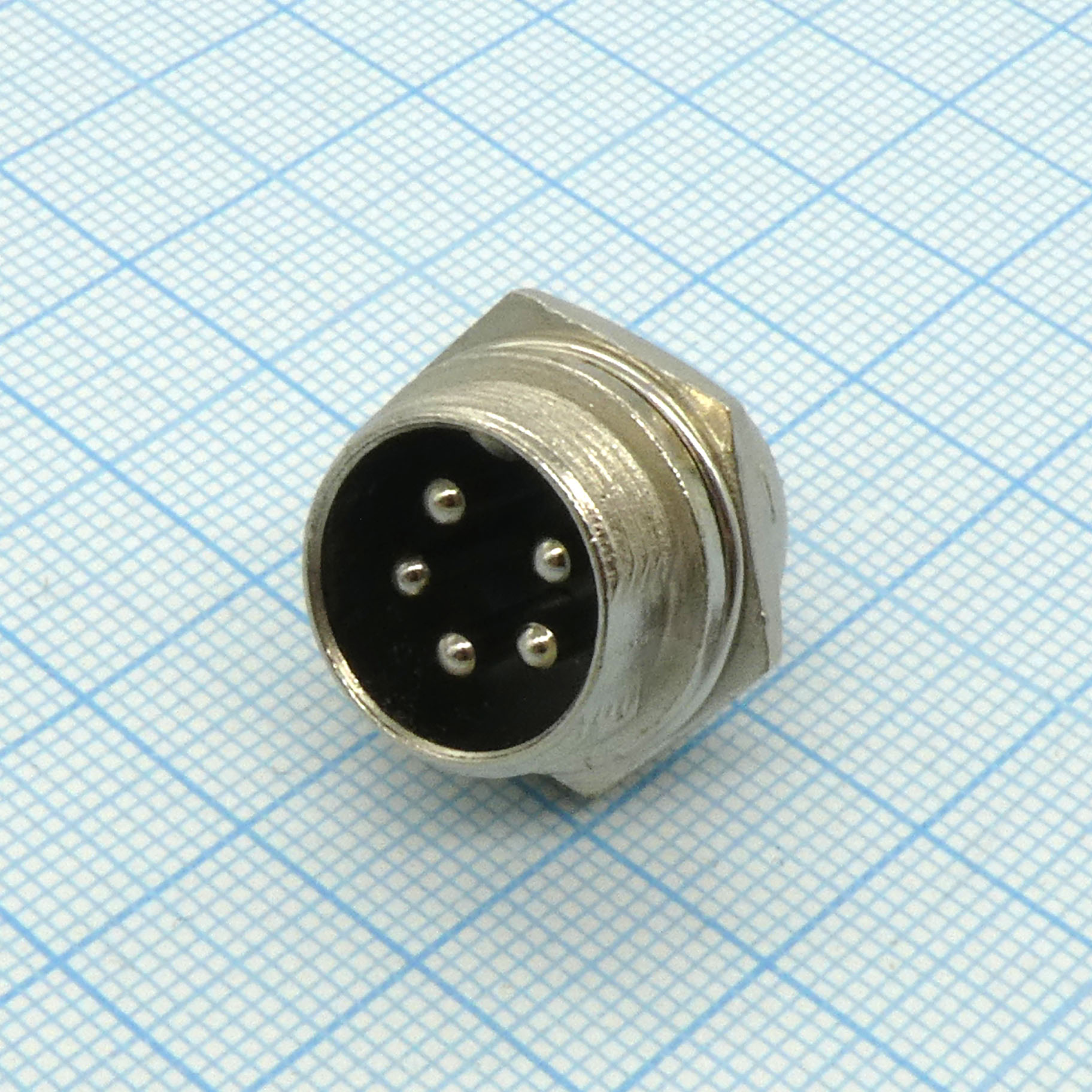 Разъем PH-5MP вилка на блок - разъем металлический, пять контактов, 125V 7A, IP55(пыле- и брызгозащищенный)