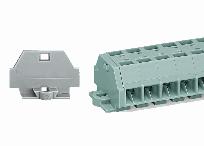 Клеммный блок 241203/002 - Клеммный блок, боковой подвод кабеля, 3 клеммы в сборке, по 4 точки подключения в клемме, тип фиксации провода: пружинный, номинальное сечение: 2,5 мм кв., 24A, 500V, цвет: оранжевый, тип монтажа: монтажные фланцы