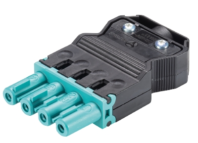Разъем GST18I4S B1 ZR1 TB03 - Розеточный разъем на кабель диам. 6,5 - 12 мм, 4 полюса, винтовая фиксация, номинальное напряжение: 250/400V, номинальный ток: 20A, цвет корпуса: черный, цвет контактной вставки: бирюзовый, серия gesis GST18i4