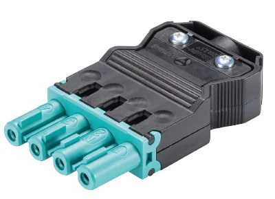 Разъем GST18I4S B1 ZR1 TB03 - Розеточный разъем на кабель диам. 6,5 - 12 мм, 4 полюса, винтовая фиксация, номинальное напряжение: 250/400V, номинальный ток: 20A, цвет корпуса: черный, цвет контактной вставки: бирюзовый, серия gesis GST18i4