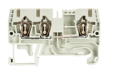 Клемма сдв. WKFN 2,5 D1/2/35 - Проходная клемма, 3 точки подключения, тип фиксации провода: пружинный, номинальное сечение: 2,5 мм кв., 24A, 800V, ширина: 5 мм, цвет: серый, тип монтажа: DIN 35