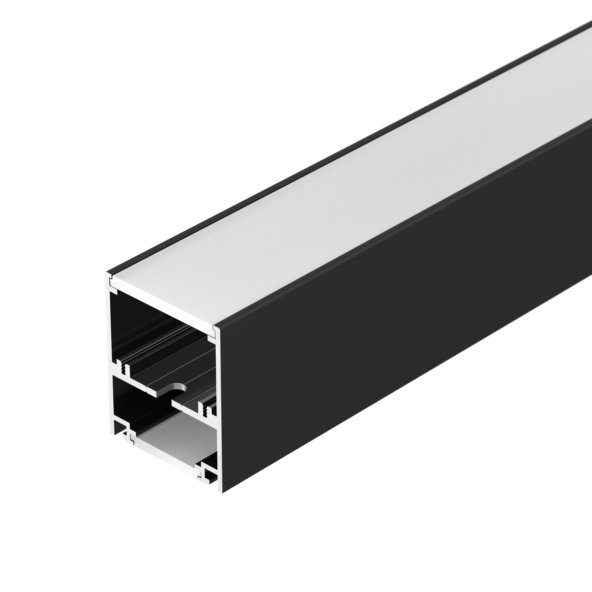 Профиль SL-ARC-5060-LINE-2500 BLACK 029266 - Алюминиевый профиль для светодиодных лент и линеек. Свечение вверх и вниз. Цвет - чёрный RAL9005 (порошковая окраска). Габаритные размеры (LхWхH): 2500x50x60 мм. Ширина площадки для ленты - 30 мм. Экраны, заглу