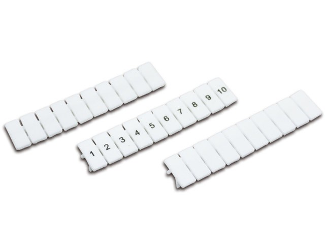 Маркировка  ZB5 - Маркировочные шильдики для клемм производителя UTL, сечением 2,5 мм кв., 10 шильдиков, цвет: белый