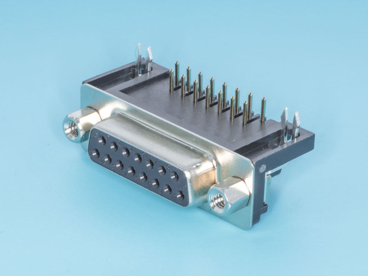 DRB-15FB - Разъем D-SUB 15 контактов, розетка угловая на плату,  9.4мм