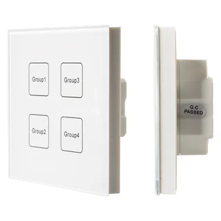 INTELLIGENT ARLIGHT Сенсорная панель DALI-901-11-4G-DIM-DT6-IN White (BUS) 037194 - Встраиваемая сенсорная панель с выходом DALI. 4 кнопки, 4 группы. Каждой кнопкой выполняется включение, выключение и диммирование по соответствующей ей группе. Установка с