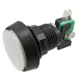 GMSI-4B-C NO(NC)+NC(NO) WHITE - Кнопка круглая с LED подсветкой, цвет белый, диаметр 44мм, посадочное отверстие 24.5мм, 5А/250В