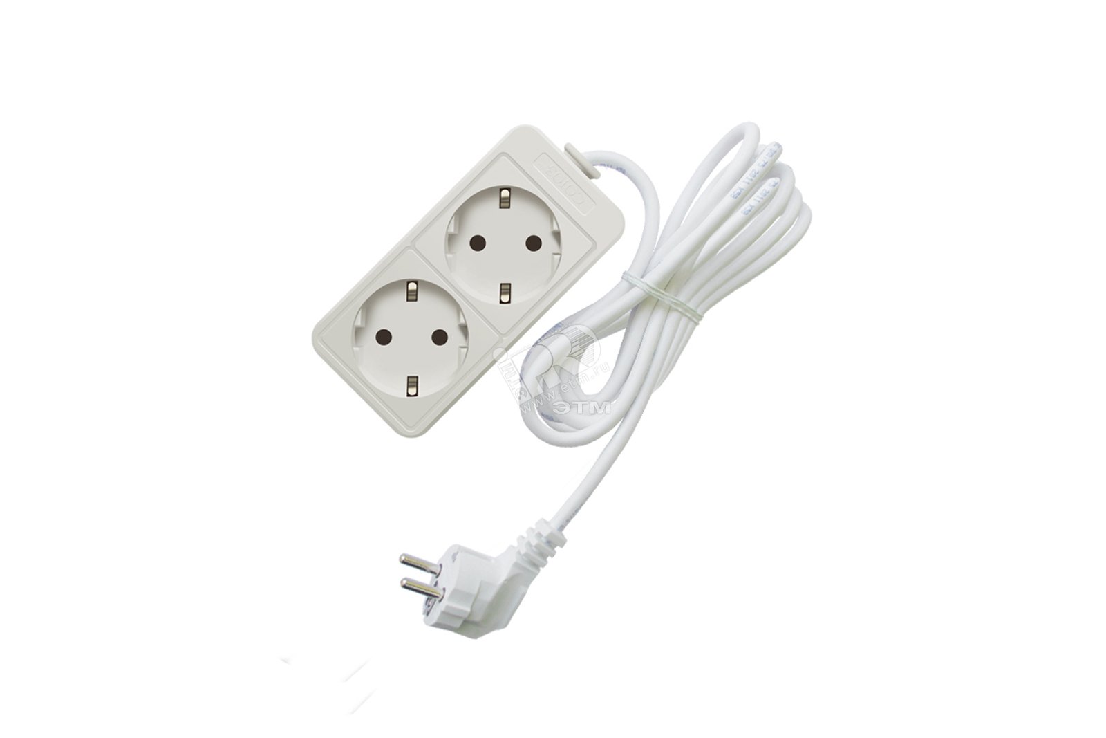 Удлинитель бытовой ТМ Союз 3500 Вт с заземлением 2 гнезда ПВС 1,5м 481S-6201