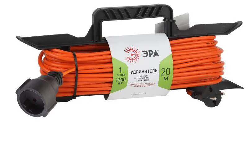 Удлинитель-шнур на рамке 1х20м без заземл. 6А IP20 UFx-1-2х0.75-20m ПВС 2х0.75 Б0046821