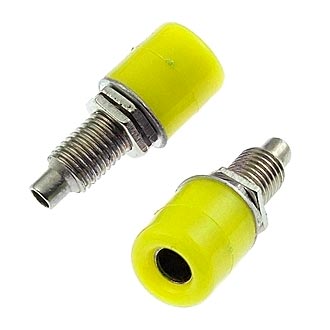 Z011 4MM PANEL JACK YELLOW - Гнездо Z011 4 мм на панель jack желтый, на панель под пайку