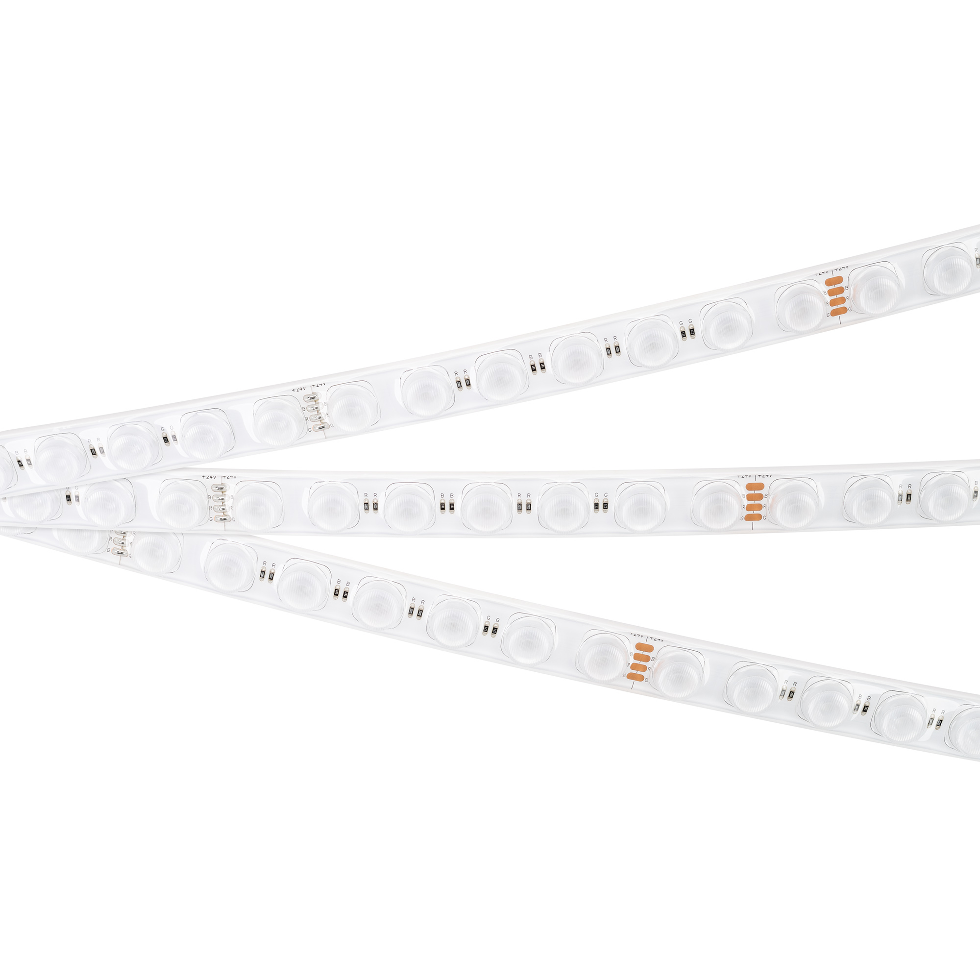 Лента герметичная FLT-PS-S42-23mm 24V RGB (21 W/m, IP67, 30deg, 5m) 037729 - Светодиодная гибкая лента Wall Washer, герметичная IP67. Светодиоды 3030, 42 шт/м (210 шт на 5м), белая плата, скотч 3М. Цвет RGB, направленная линза с уголом 30°. Питание 24 В, 