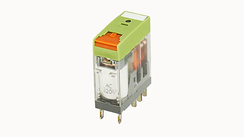 Реле без колодки DRPT-2C-LR-A220 - Реле, 2 группы переключающих контактов, 8A, 220AC, материал контактов: Ag, светодиод + тестовая кнопка
