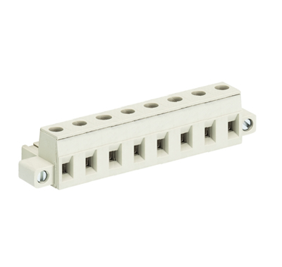 Розетка Wiecon 8313 B / 8 F - Розеточный разъем, угловой, на кабель, с монтажными фланцами, шаг 7,50 мм, 8 полюсов, номинальное сечение: 2,5 мм кв., винтовая фиксация провода, 690V, 12А, с маркировкой, цвет: серый, серия 8313 F