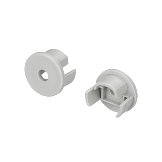 Заглушка ROUND-D18-FLAT с отверстием 025961 - Заглушка с отверстием для профиля ROUND-D18 при использовании с плоскими экранами для MIC, PDS. Материал пластик, серый.