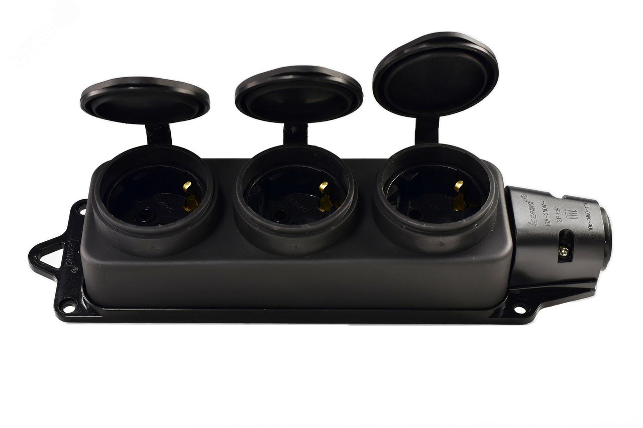 Колодка 3-м 16А IP44 2P+PE 220-240В каучук 106-0400-0101/101