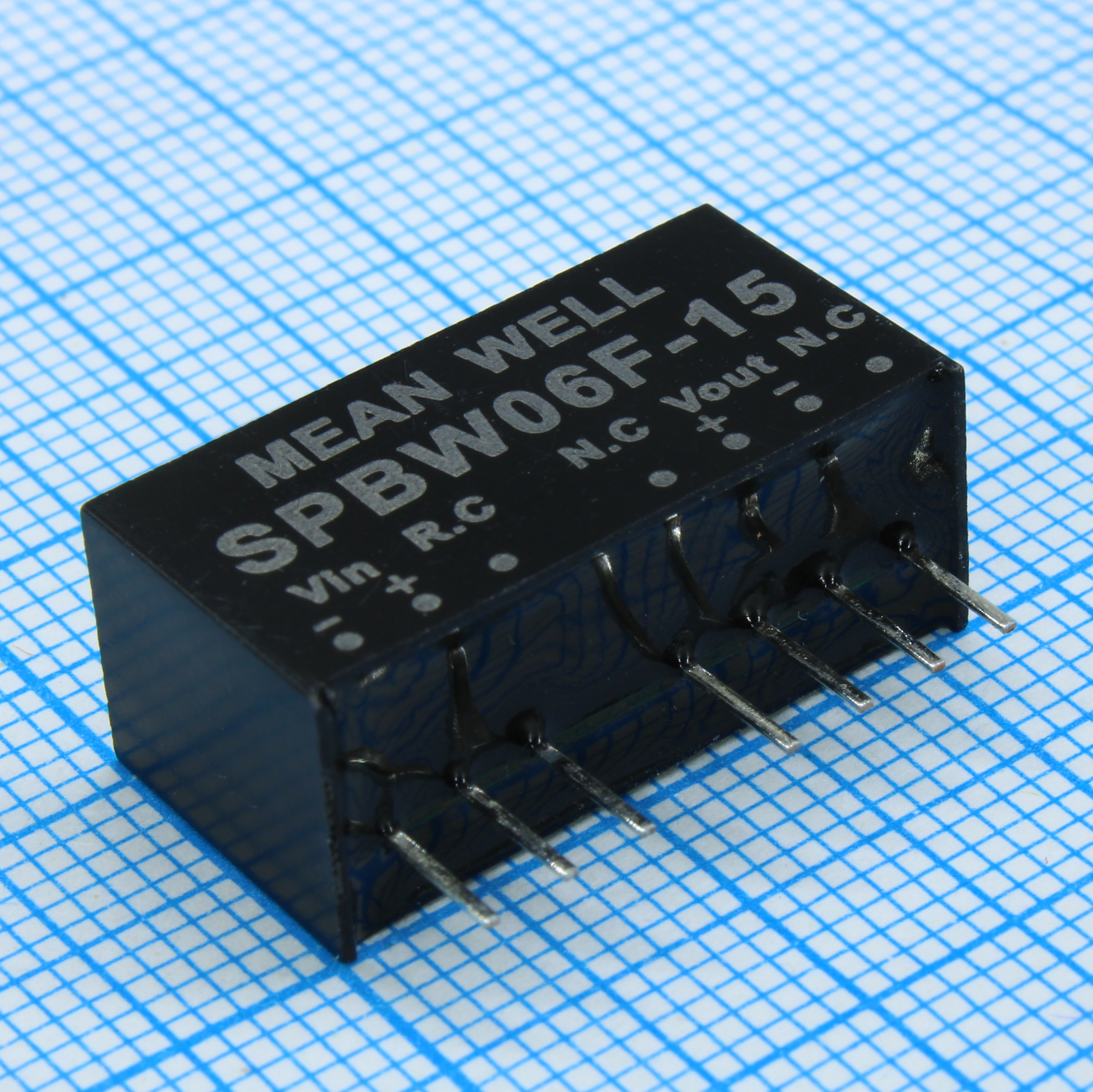 SPBW06F-15 - Преобразователь DC/DC, 6Вт, Uвх=9…36В, Выход 15В/400мА, изоляция 1500В DC, корпус SIP8 21.8х9.2х11.1мм, -40°С…+85°С