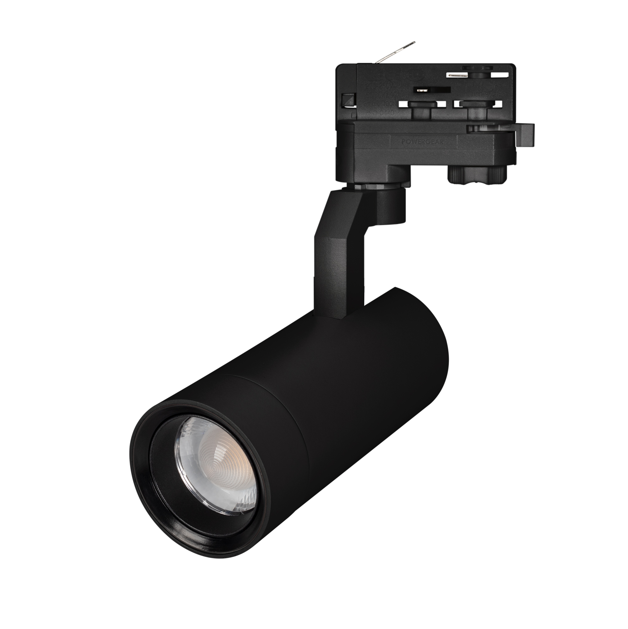 Светильник LGD-GELIOS-4TR-R67-20W Warm3000 (BK, 20-60 deg, 230V) 031219 - Светильник подвесной для треков/шин 4 провода, 20Вт. Цвет свечения БЕЛЫЙ ТЕПЛЫЙ 3000K, световой поток 1800лм, регулируемый угол 20-60°, CRI>90. Корпус круглый, металл, цвет черный, 