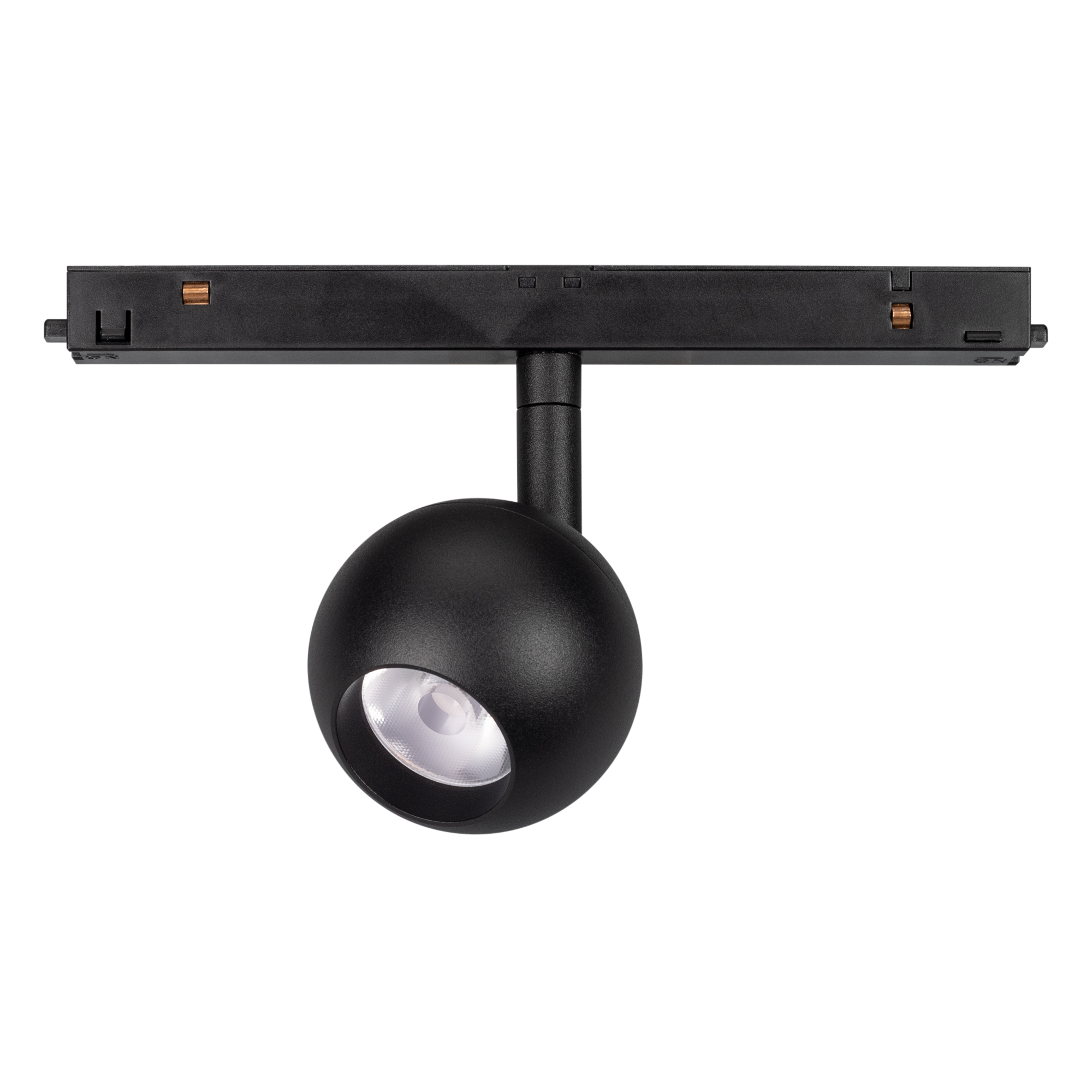 Светильник MAG-ORIENT-ORB-R60-10W Warm3000 (BK, 35 deg, 48V) 036808 - Светильник для магнитных треков MAG-ORIENT шириной 26 мм. Мощность 10 Вт, св. поток 800 лм, 80 лм/Вт, теплый 3000 K, CRI>90, угол 35°, напряжение питания 48 В. Черный круглый корпус из 