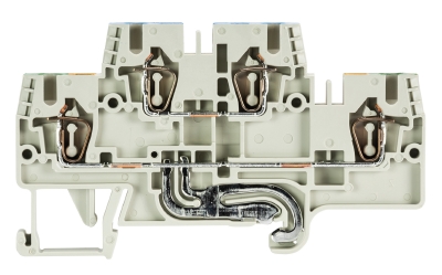 Клемма этажн. заземл. WKFN 2,5 E/N/SL/35 - Этажная клемма, верхний уровень - синий, нижний уровень - желто/зеленый, тип фиксации провода: пружинный, номинальное сечение: 2,5 мм кв., 24A, 500V, ширина: 5 мм, цвет: серый, тип монтажа: DIN 35