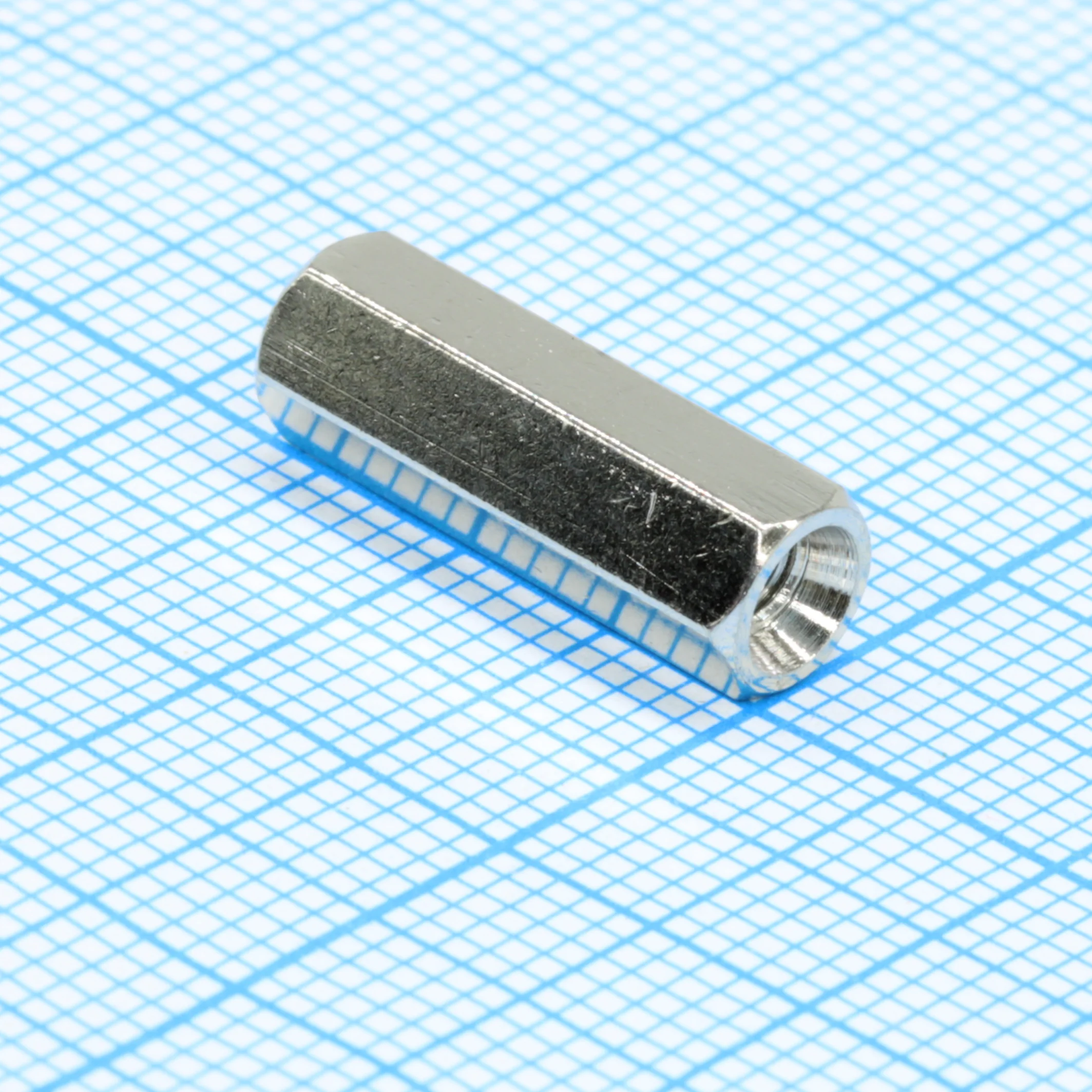 H-L1700-0600-5-03-2N - Стойка латунная никелированная для печатной платы, шестигранная, М3, 17мм, отверстие-отверстие
