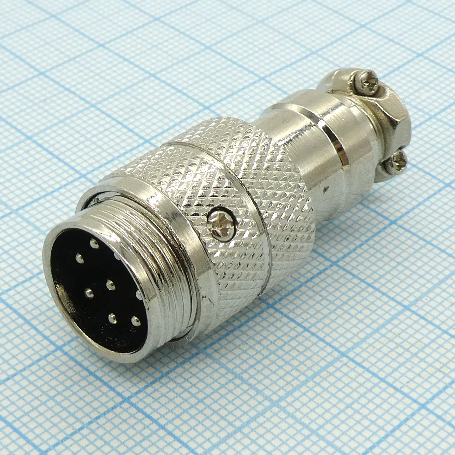 Разъем PH-8MC вилка на кабель - разъем металлический, восемь контактов, 125V 3A, IP55(пыле- и брызгозащищенный)