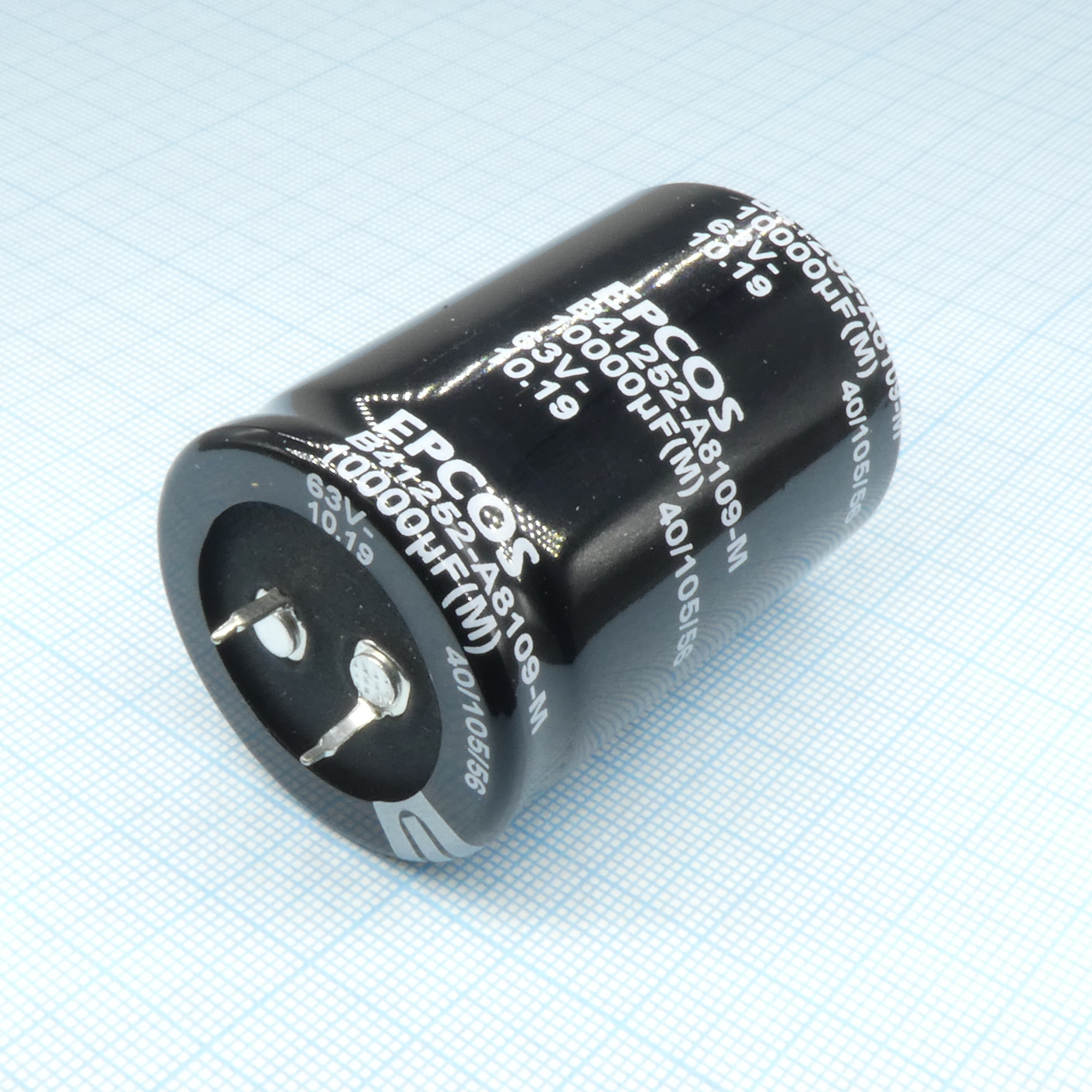 B41252A8109M - Конденсатор алюминиевый электролитический 10000мкФ 63В  ±20% (30х35мм) защёлкиваемые выводы 10мм 4740мА 2000час 105°С