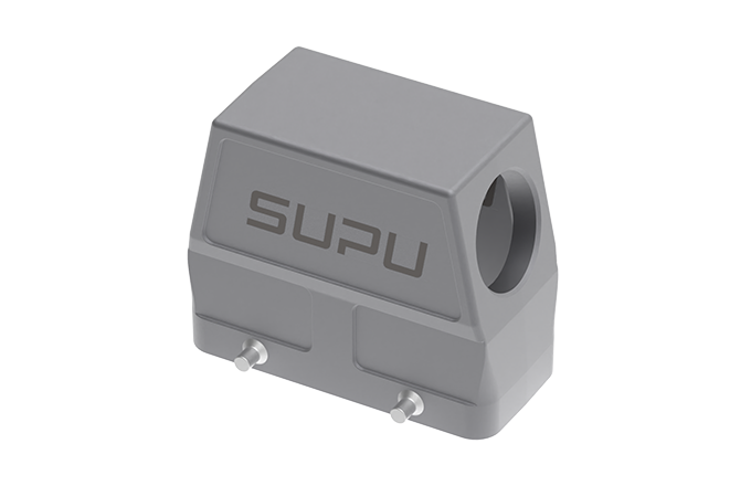 Крышка разъема S16B-SEH-4B-M32 - Крышка разъема на кабель, типоразмер 16B, высокое исполнение, без уплотнителя, 1 отверстие с резьбой для кабельных вводов M32x1,5, с боковым расположением, без защелок (упоры для двух защелок), материал корпуса: алюминиевы