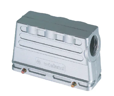 Крышка разъема 73.350.6445.1 - Крышка разъема на кабель, типоразмер 24B, EMV, без уплотнителя, 1 отверстие с резьбой для кабельных вводов M25x1,5, с улучшенным подавлением электромагнитных помех, с боковым расположением, без защелок (упоры для двух защело