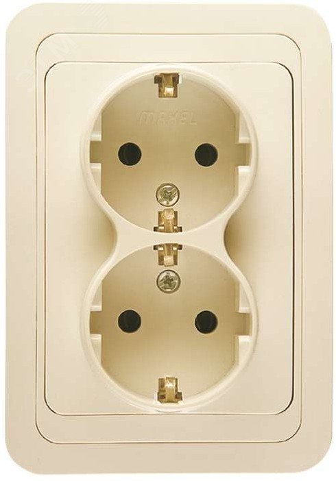 Розетка 2-м СП Mimoza 16А IP20 с заземл. крем./крем. 25082