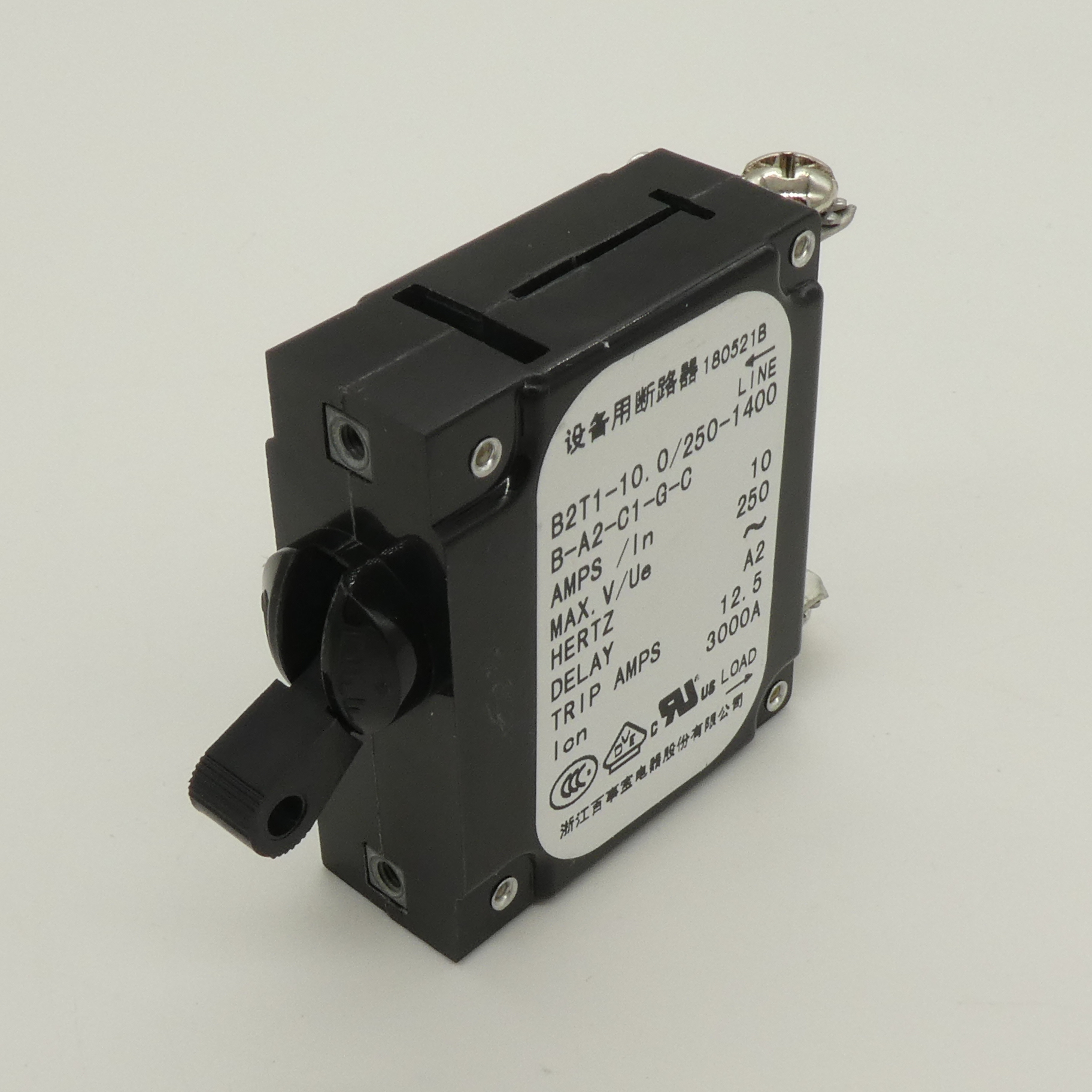 B2T1-10.0/250-1400B-A2-C1-G-C - Гидравлический магнитный выключатель 10A, 1P, 250VAC UL