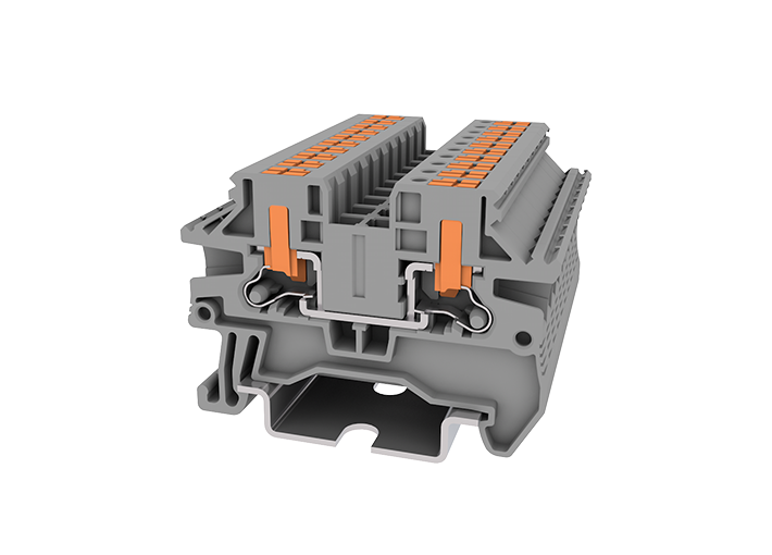 Проходная клемма TPV2.5-2-GY - Проходная клемма, с боковым подключением, тип фиксации провода: push-in, номинальное сечение: 2,5 мм кв., 24A, 1000V, ширина: 5,2 мм, цвет: серый, тип монтажа: DIN 35
