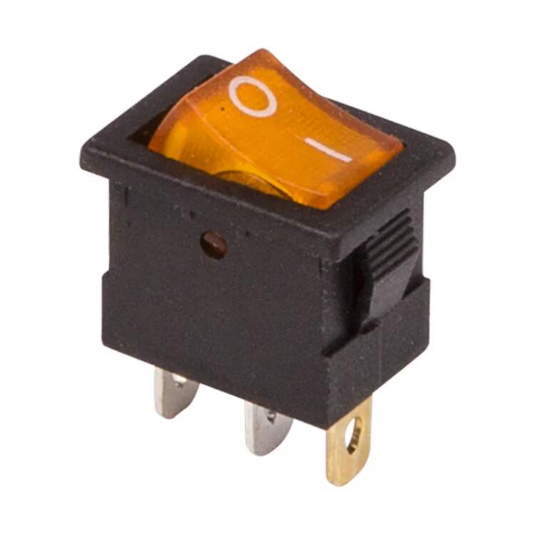 RWB-206-1 желтый - Выключатель клавишный с подсветкой ON-OFF (3c) 15А 12В