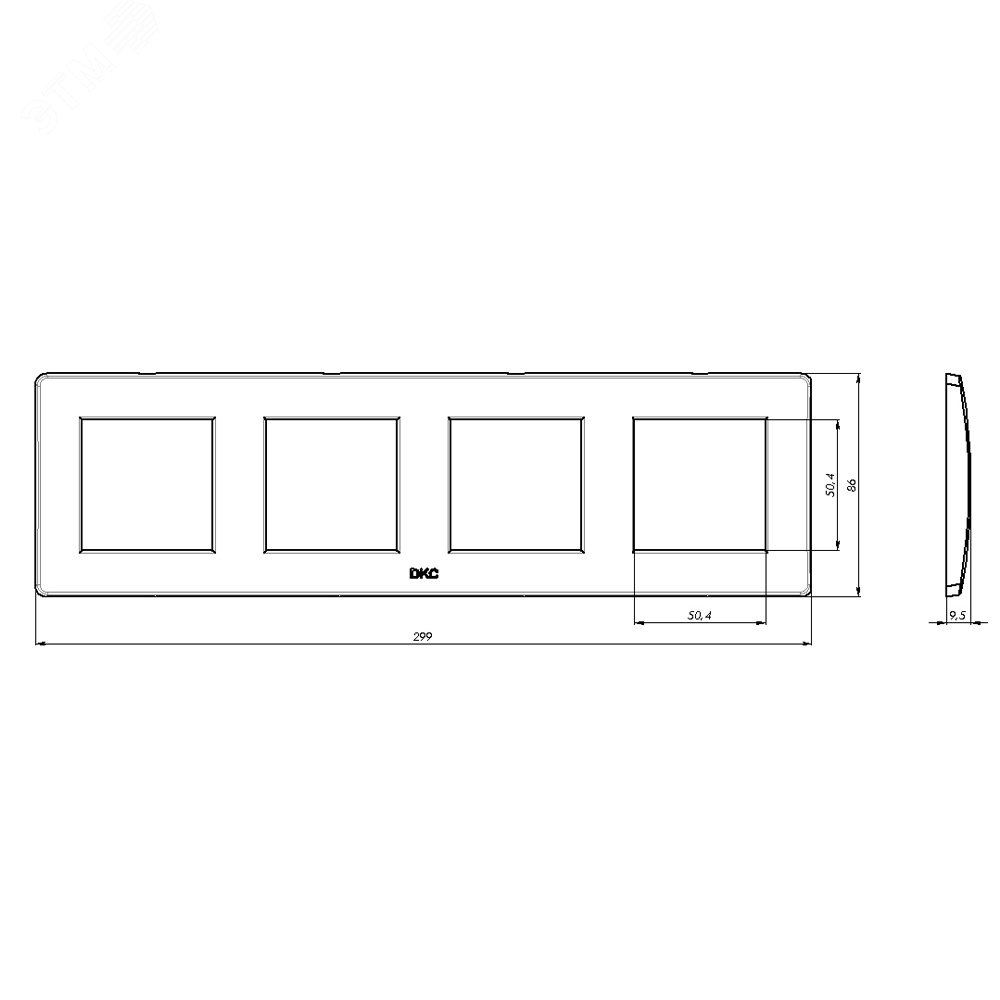 Рамка на 2+2+2+2 модуля (четырехместная), черная 75014B